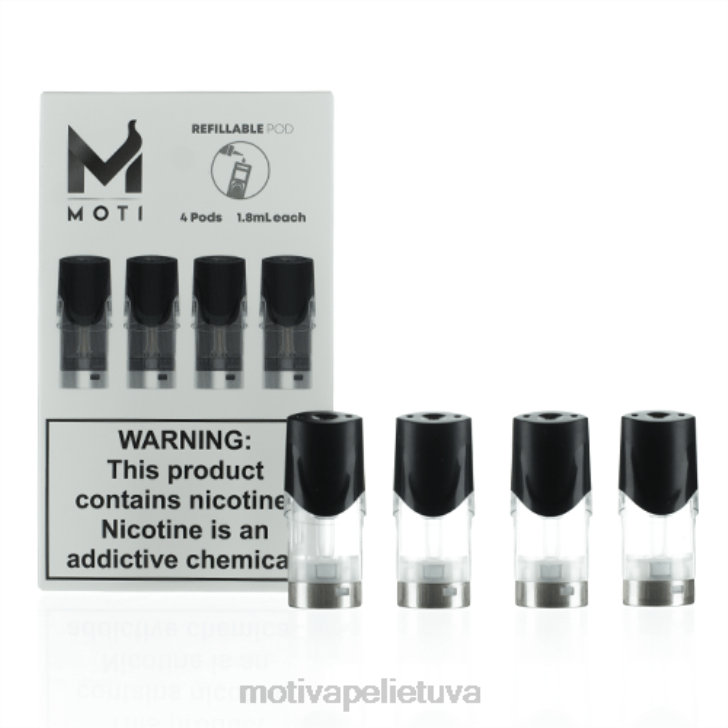 MOTI Vape Disposable T06674 | MOTI pakartotinai užpildomos pakaitinės kasetės (4 vnt. pakuotėje)