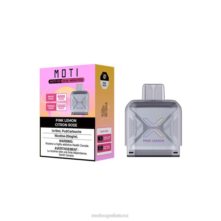 MOTI Vape Charging Lietuva T06687 | MOTI Go Pro vienkartinė dėžutė rožinė citrina