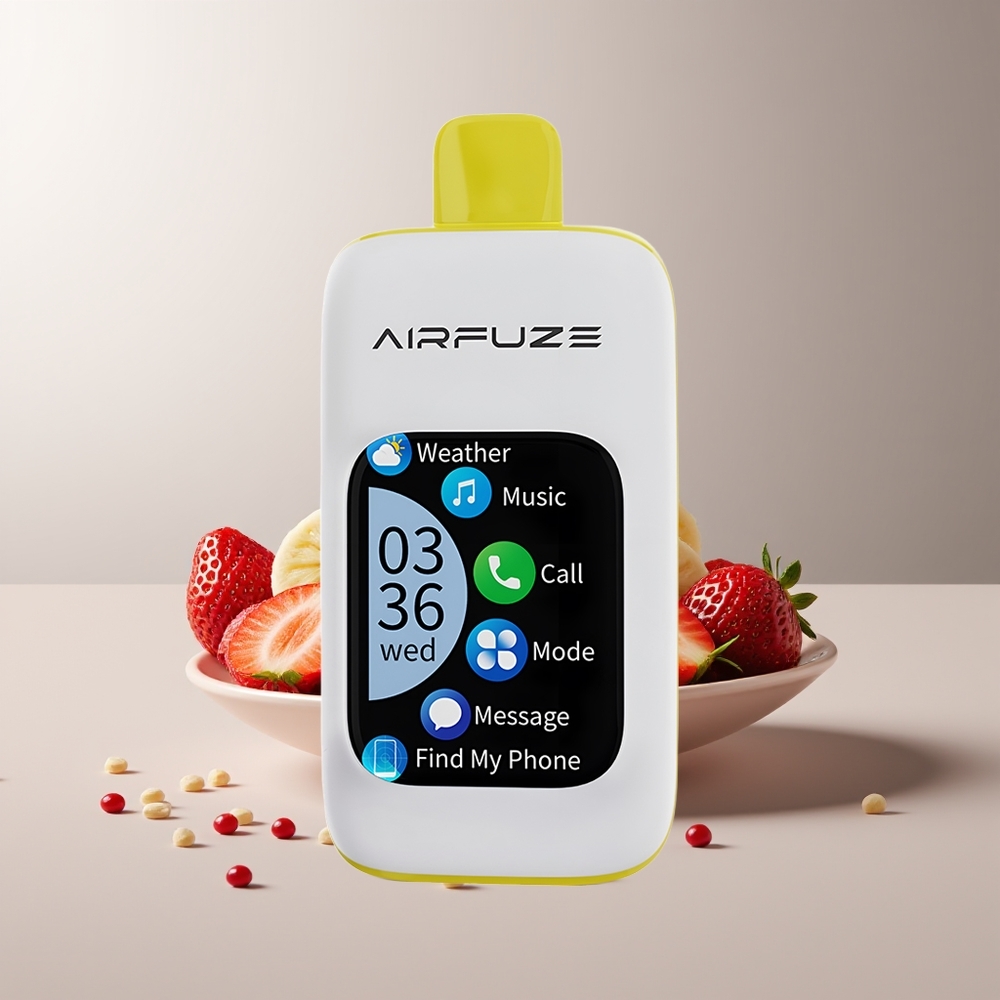 AirFuze Smart 30000 Pūkų Vienkartinės Elektroninės Cigaretės Braškių Bananų 5% 900mAh Type-C