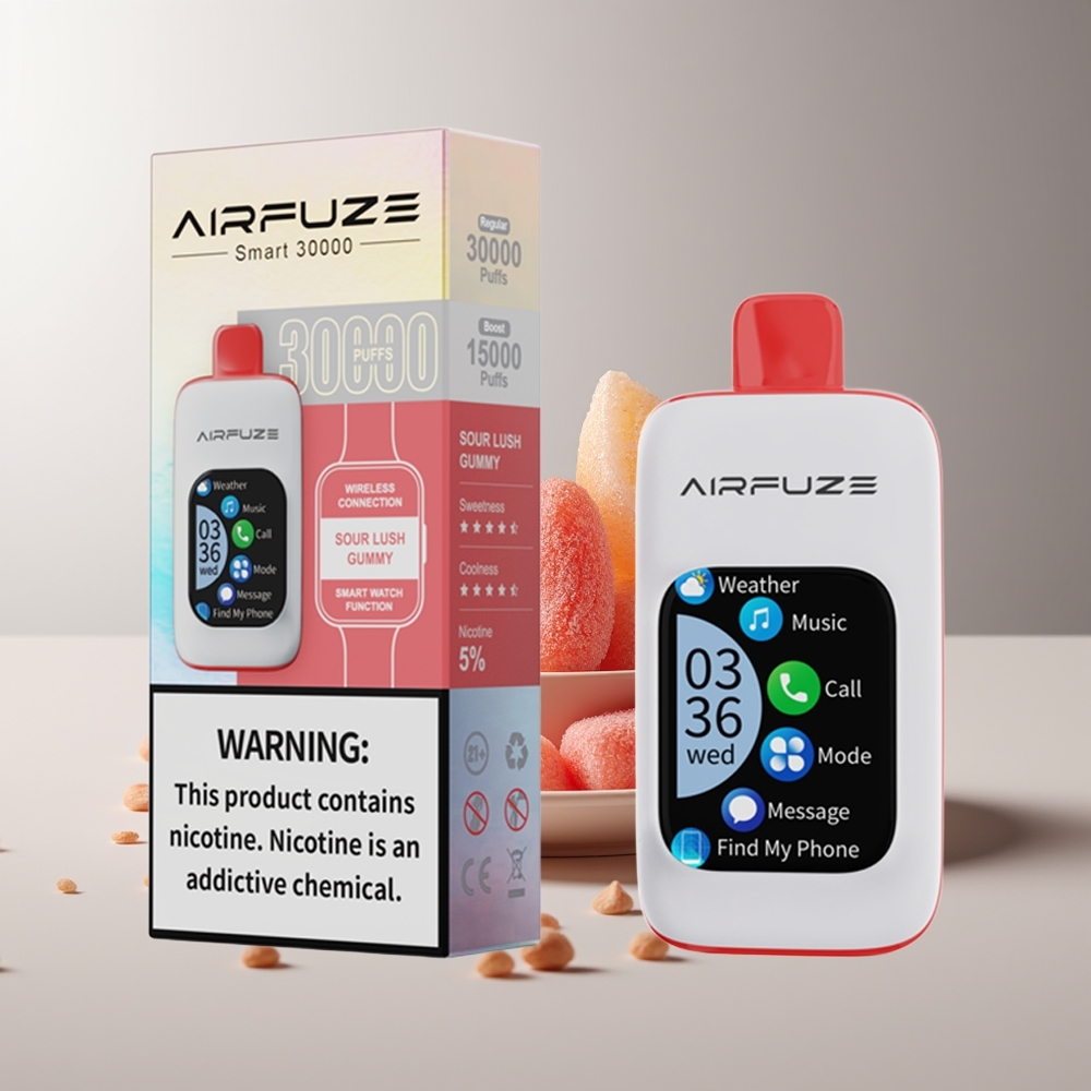 AirFuze Smart 30000 Pūkų Vienkartinės Elektroninės Cigaretės Rūgštus Sultingas Gummy 5% 900mAh Type-C