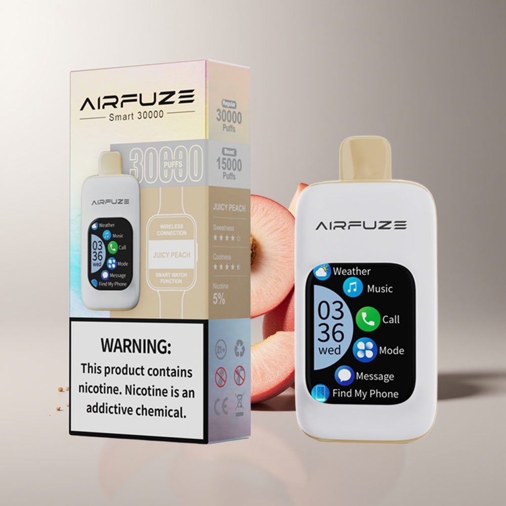 AirFuze Smart 30000 Pūkų Vienkartinės Elektroninės Cigaretės Sultingoji Persikas 5% 900mAh Type-C