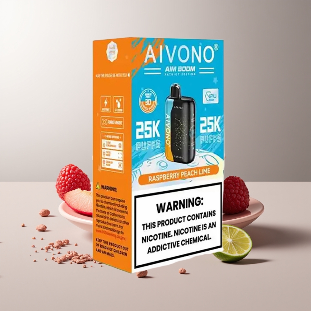 Aivono Aim Boom 25000 Pūsų 28ml 650mAh Avietė Persikas Žaluma