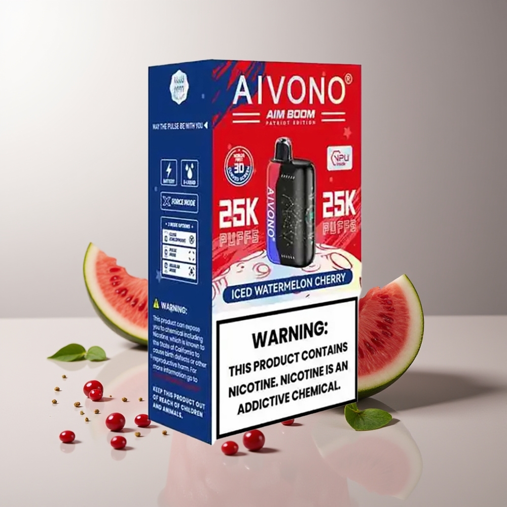 Aivono Aim Boom 25000 Pūsų Išskirtinis Vaporizatorius Ledinis Arbūzas Vyšnia 28ml 650mAh 1.2 ohm