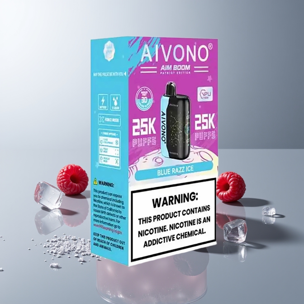 Aivono Aim Boom 25000 Pūsų Mėlynųjų Uogų ir Ledinis 28ml 650mAh 1.2Ω