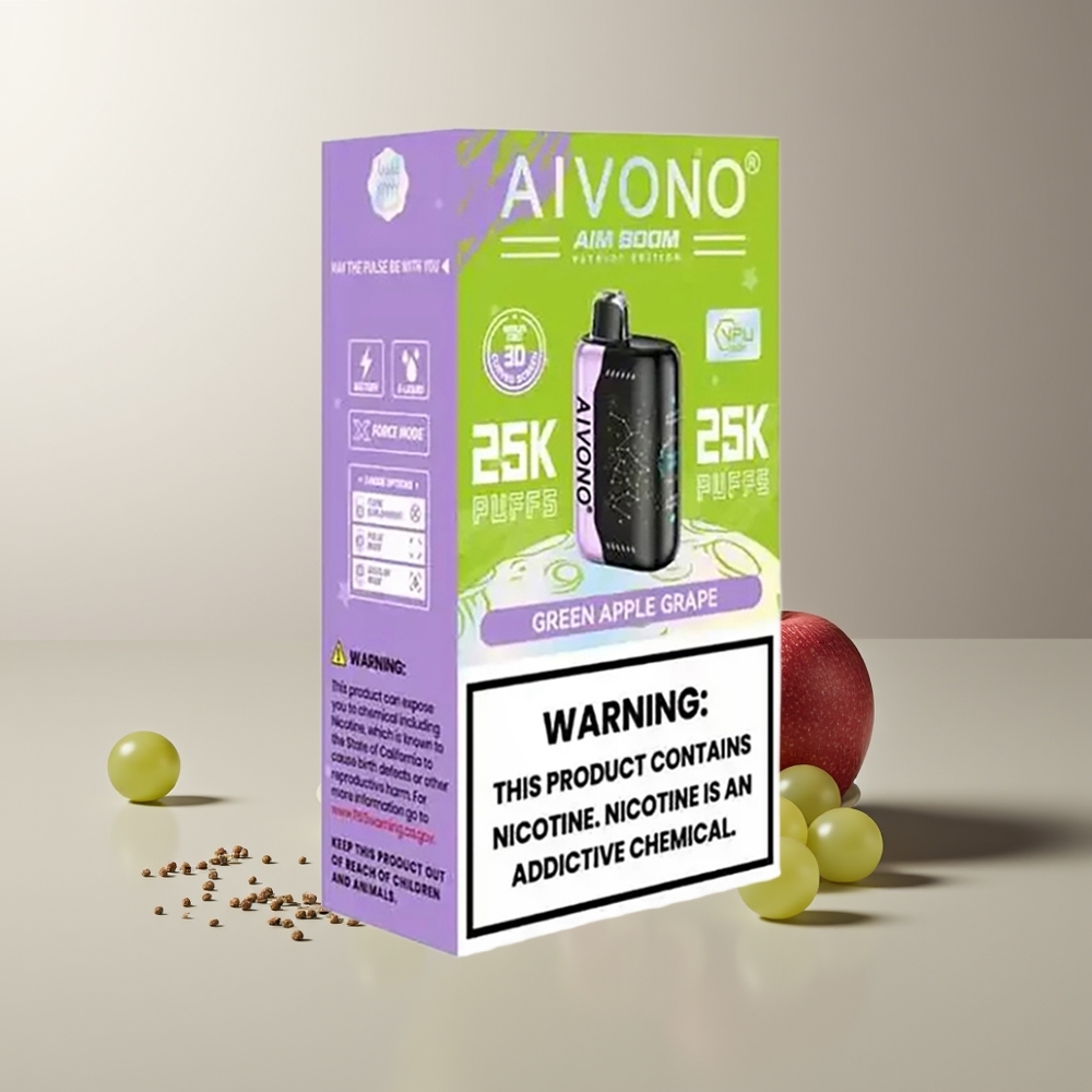 Aivono Aim Boom 25000 Pūsų Žalioji Obuolio Vynuogė 28ml 650mAh Type-C