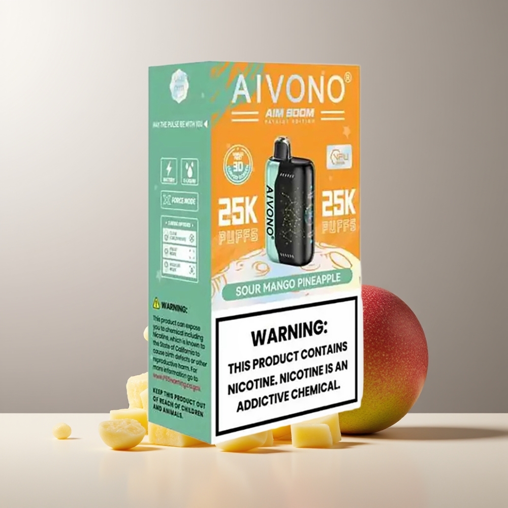 Aivono Aim Boom 25000 Pustių Rūgščios Mangų Ananasų 28ml 650mAh Type-C