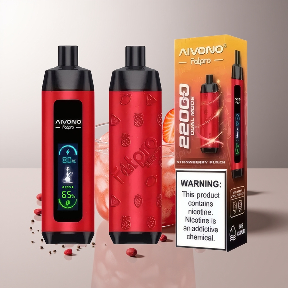 Aivono Aim Fatpro 22000 Pūkų Braškynių Punch 28ml 600mAh 0,6 omų