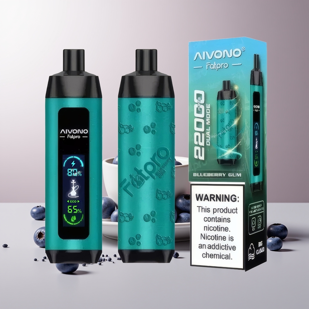 Aivono Aim Fatpro 22000 Pūkų Mėlynųjų Serbentų 0% Eco/Boost 600mAh 0.6Ω