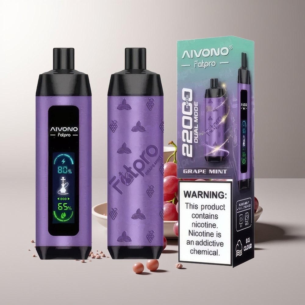 Aivono Aim Fatpro 22000 Pūkų Vynuogės Mėtų Eco/Boost 28ml 600mAh
