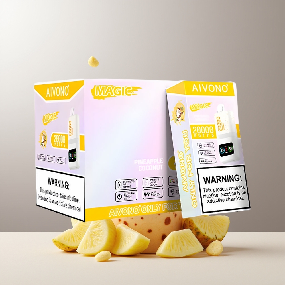 Aivono Aim Magic 20000 Pūkų Ananasas Kokosas 0% Nikotino 26ml Tipas-C