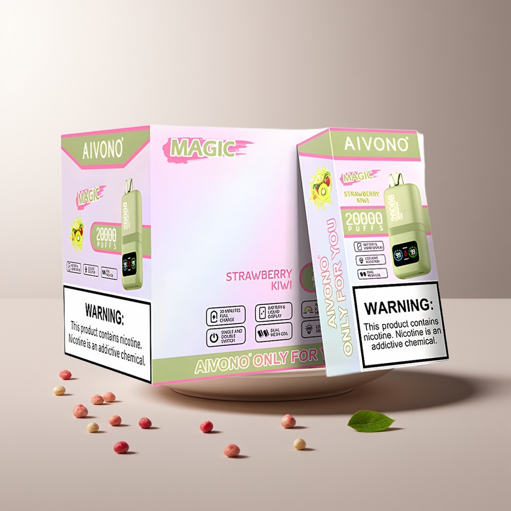 Aivono Aim Magic 20000 Pūkų Braškių Kiwi 0% Nikotino 26ml Tipas-C