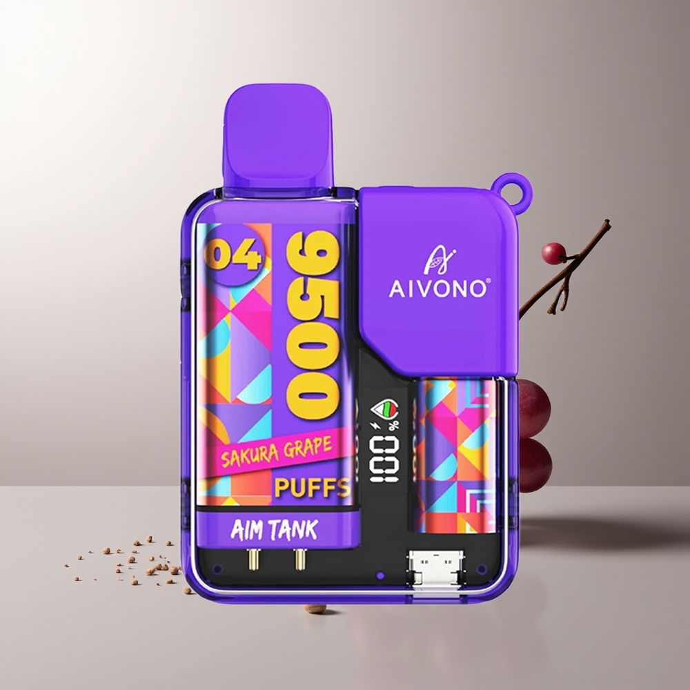 Aivono Aim Tank 9500 Pūkų Sakuro Vynuogė 18ml LCD 650mAh