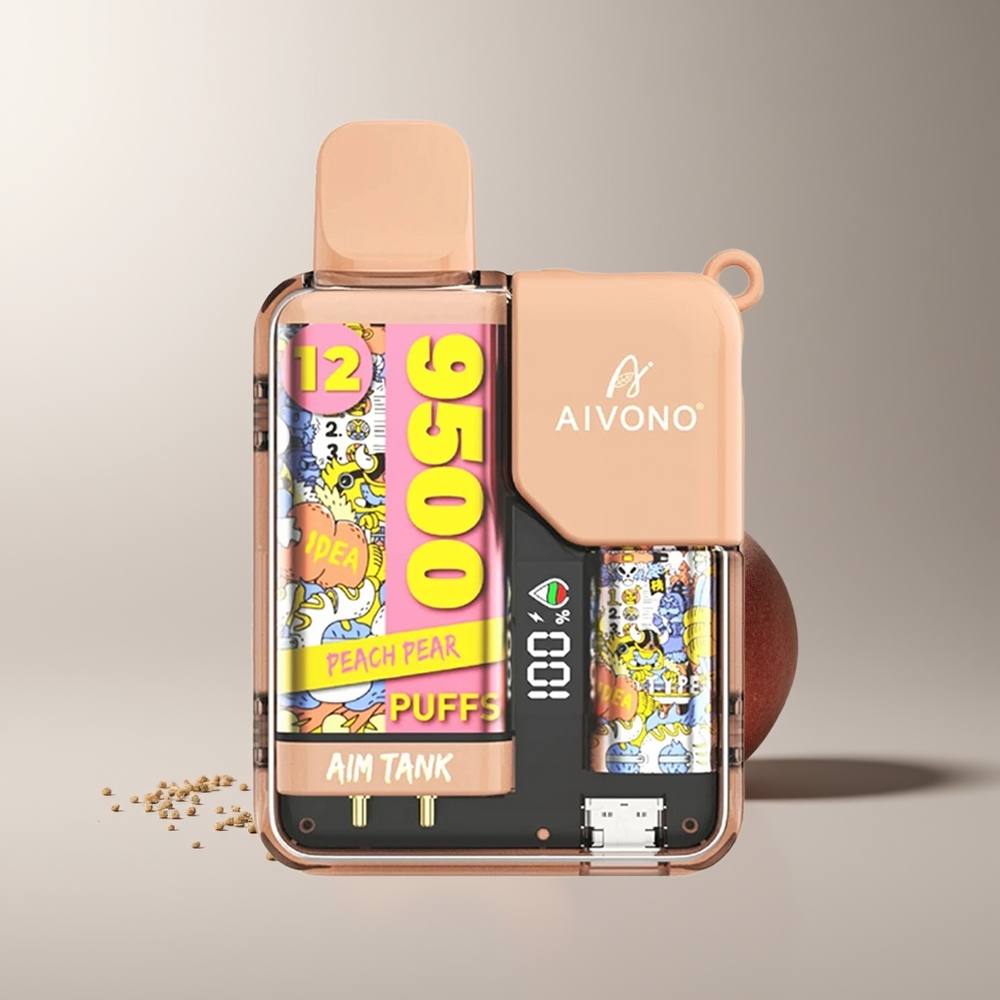 Aivono Aim-Tank 9500 Pūkštelėjimų Persikų Kriaušių 18ml LCD