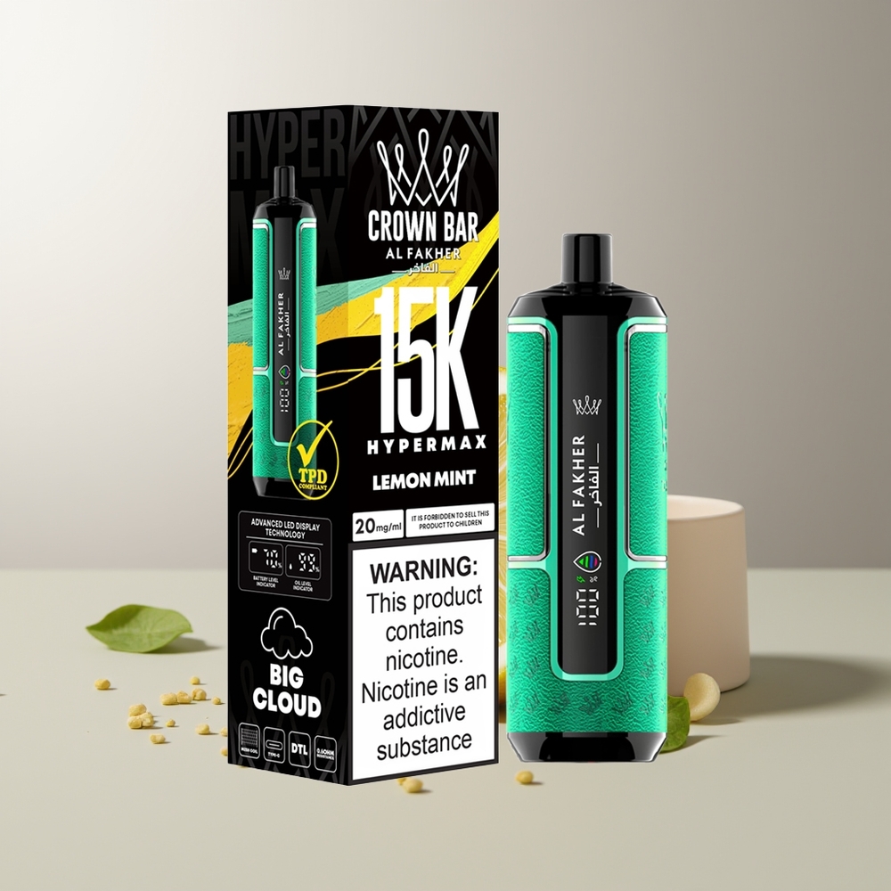 Al Fakher Crown Bar 15K Citrinų Mėta Kompaktinis Portatyvus