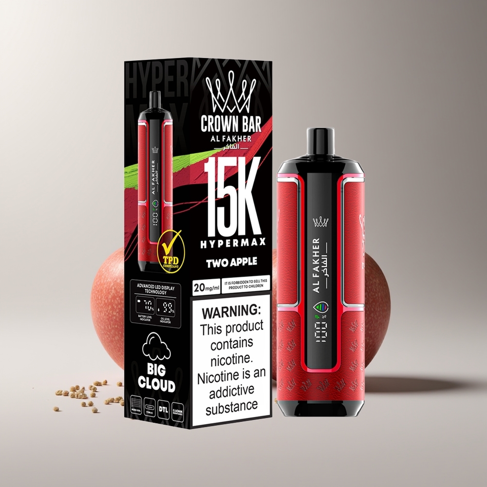 Al Fakher Crown Bar 15K Hipermax Dvynuogų Obuolių Nešiojamasis Vapas Kitas