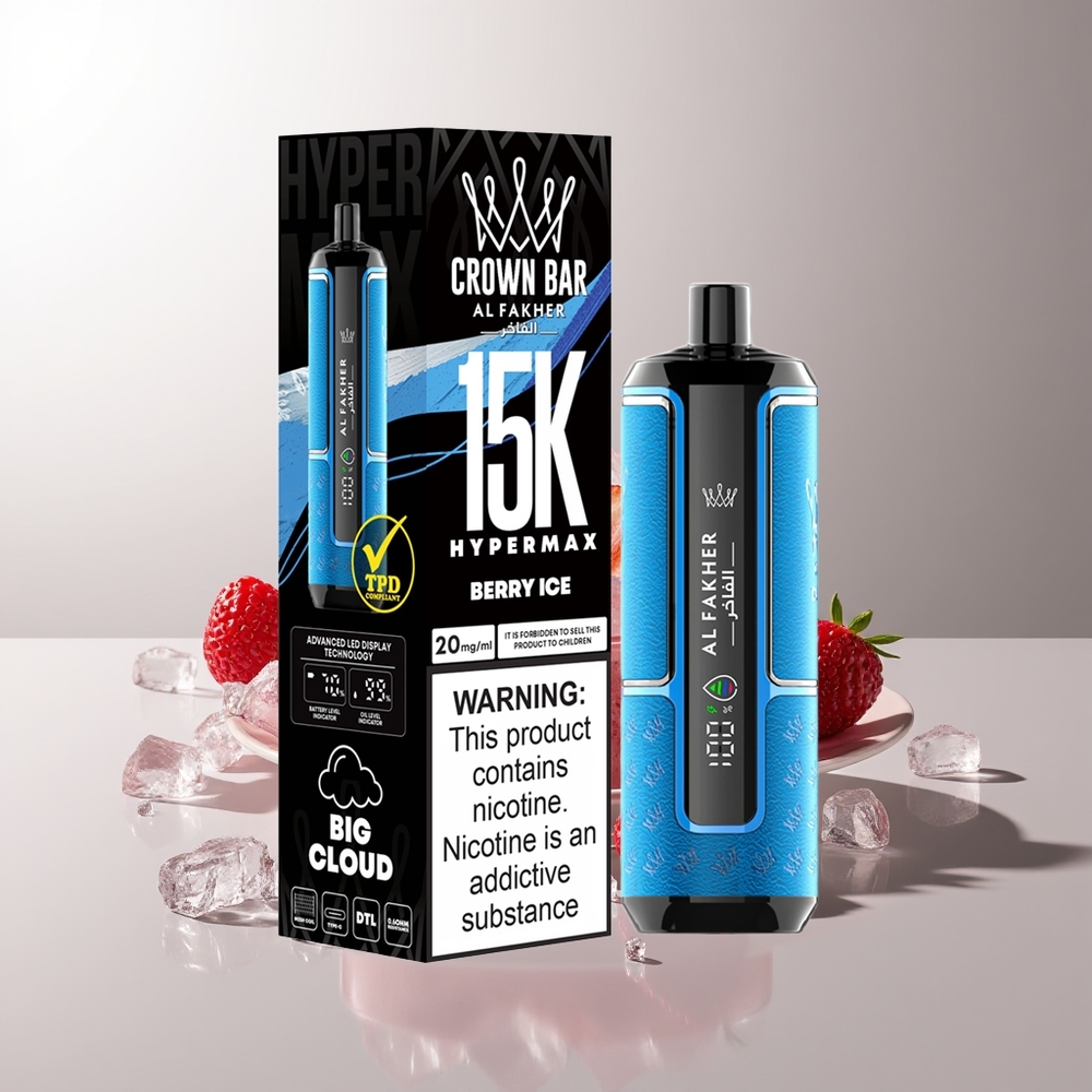 Al Fakher Crown Bar 15K Hipermax Panaudojamas Vaporizatorius Uogienės Ledas 22ml 600mAh Type-C