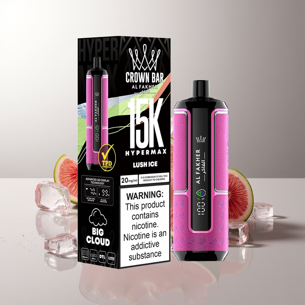 Al Fakher Crown Bar 15K Hipermax Vienkartinis Garinimo Įrenginys Žalias Ledas
