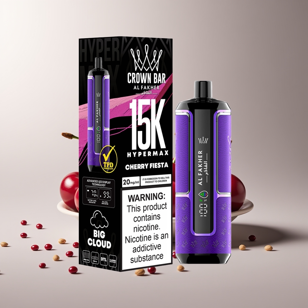 Al Fakher Crown Bar 15K Hipermax Vienkartinis Vapas Įrenginys Vyšnių Fiesta