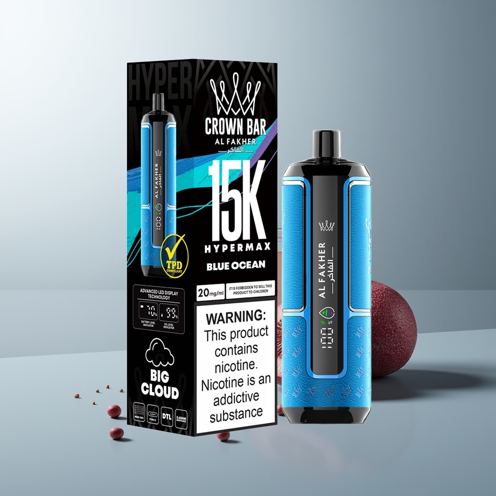 Al Fakher Crown Bar 15K Hypermax Vienkartinė Garinimo Įranga Mėlynasis Vandenynas 22ml 600mAh Type-C
