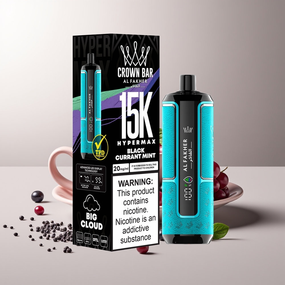Al Fakher Crown Bar 15K Juodųjų Serbentų Mėta Hypermax DTL 22ml 600mAh Type-C