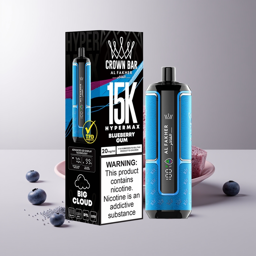 Al Fakher Crown Bar 15K Mėlynųjų Gervuogių Gum DTL 22ml 600mAh Type-C