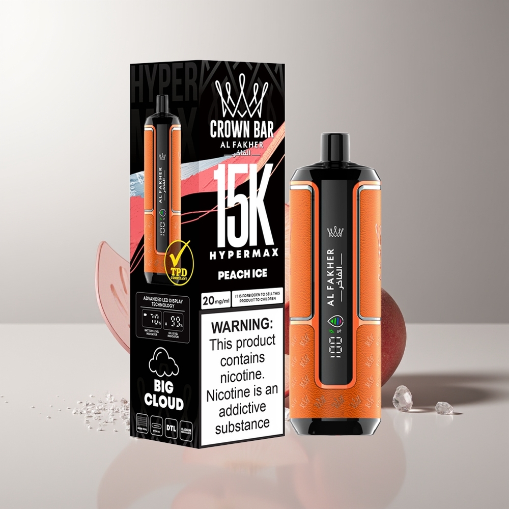 Al Fakher Crown Bar 15K Persikų Ledas Hypermax 22ml 600mAh Type-C