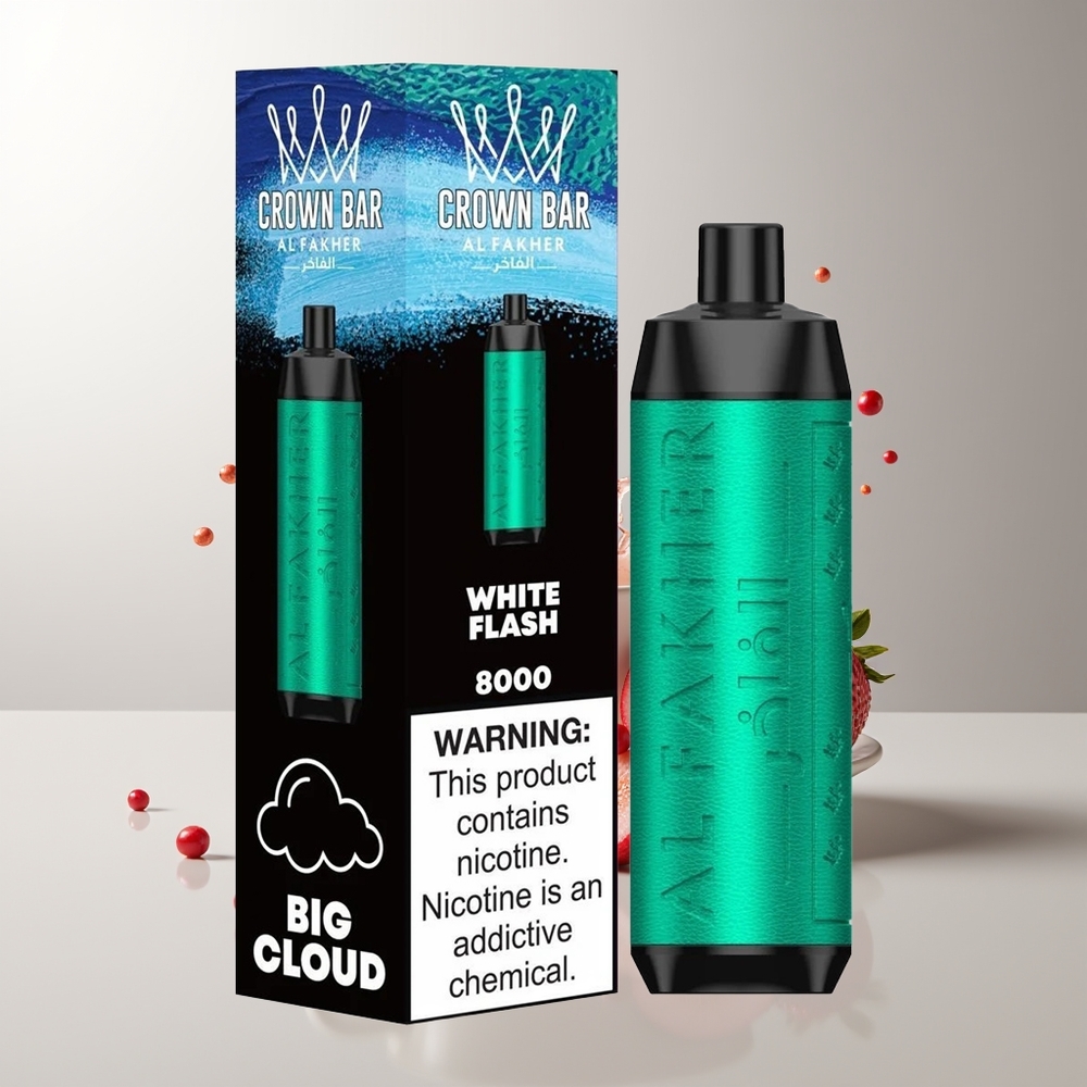 Al Fakher Crown Bar 8000 Baltasis Žaibas Vienkartinės Elektroninės Cigaretės 18ml 5mg 600mAh