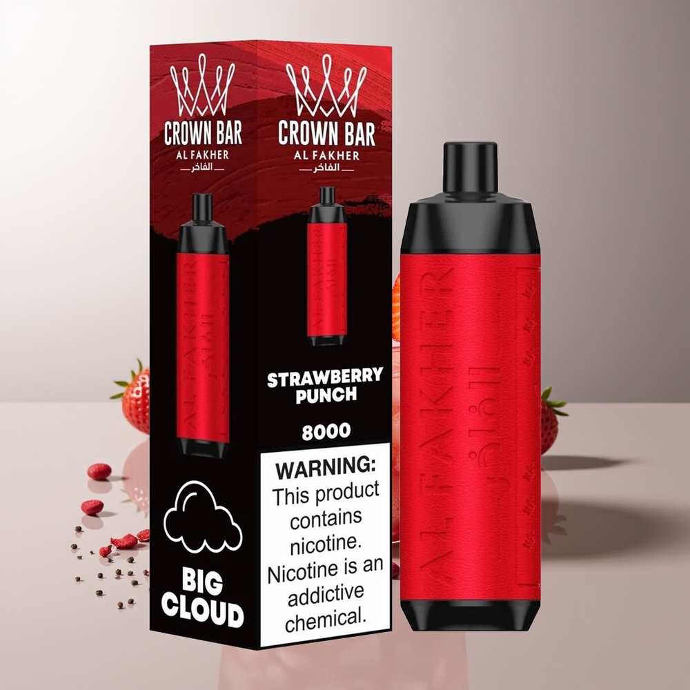 Al Fakher Crown Bar 8000 Braškų Smūgis 600mAh USB-C 18ml