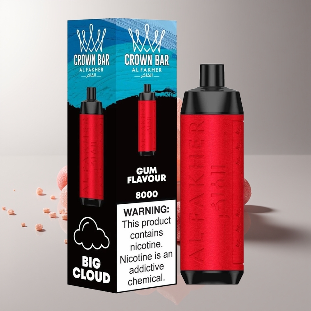 Al Fakher Crown Bar 8000 Kristalinis Vienkartinis Vapas Gumo Skonis 600mAh USB-C 18ml