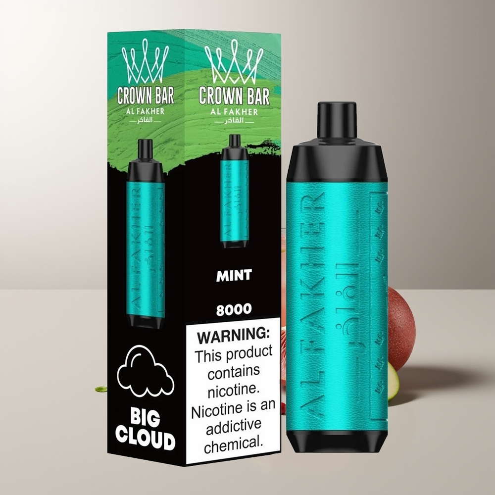 Al Fakher Crown Bar 8000 Kristalinis Vienkartinis Vapas Mėta 600mAh 18ml 5mg