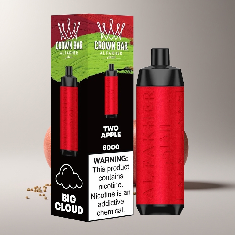 Al Fakher Crown Bar 8000 Kristalinis Vienkartinis Vaporizatorius Dvi Obuolių 600mAh 18ml 5mg
