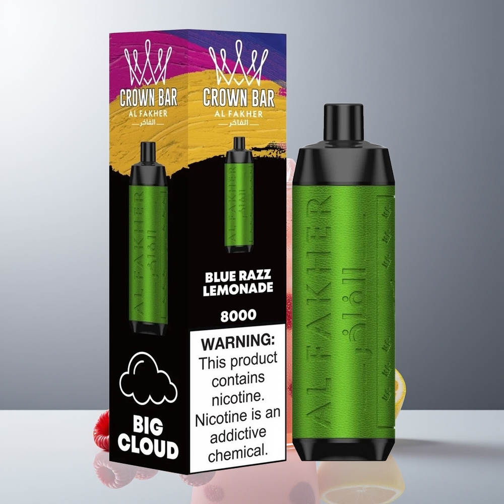 Al Fakher Crown Bar 8000 Mėlynų Aviečių Citrinų Limonadas 600mAh USB Type-C 18ml