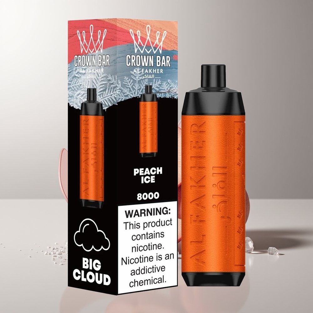 Al Fakher Crown Bar 8000 Persikų Ledas 600mAh 18ml 5mg