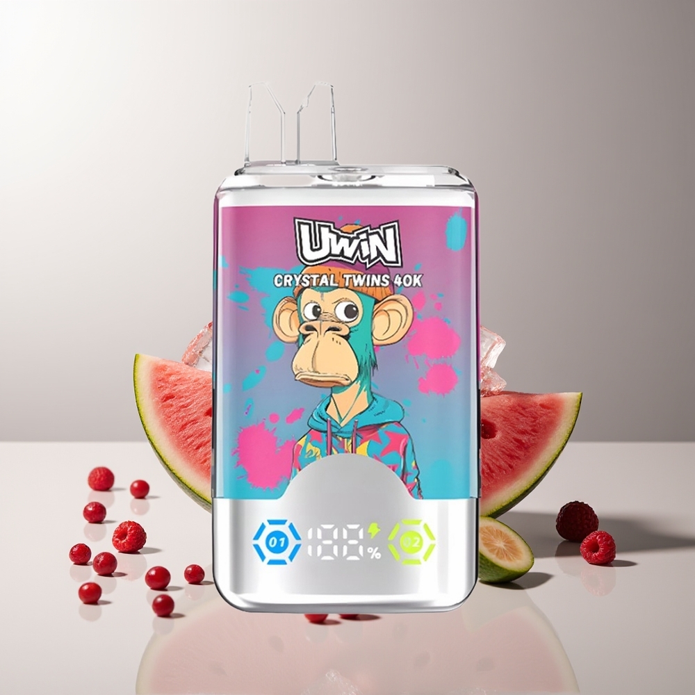 UWIN Crystal Twins 40000 Pūkų Vandensmelionų Ledas Maišytos Uogos 0,6 Ohm 32ml Type-C