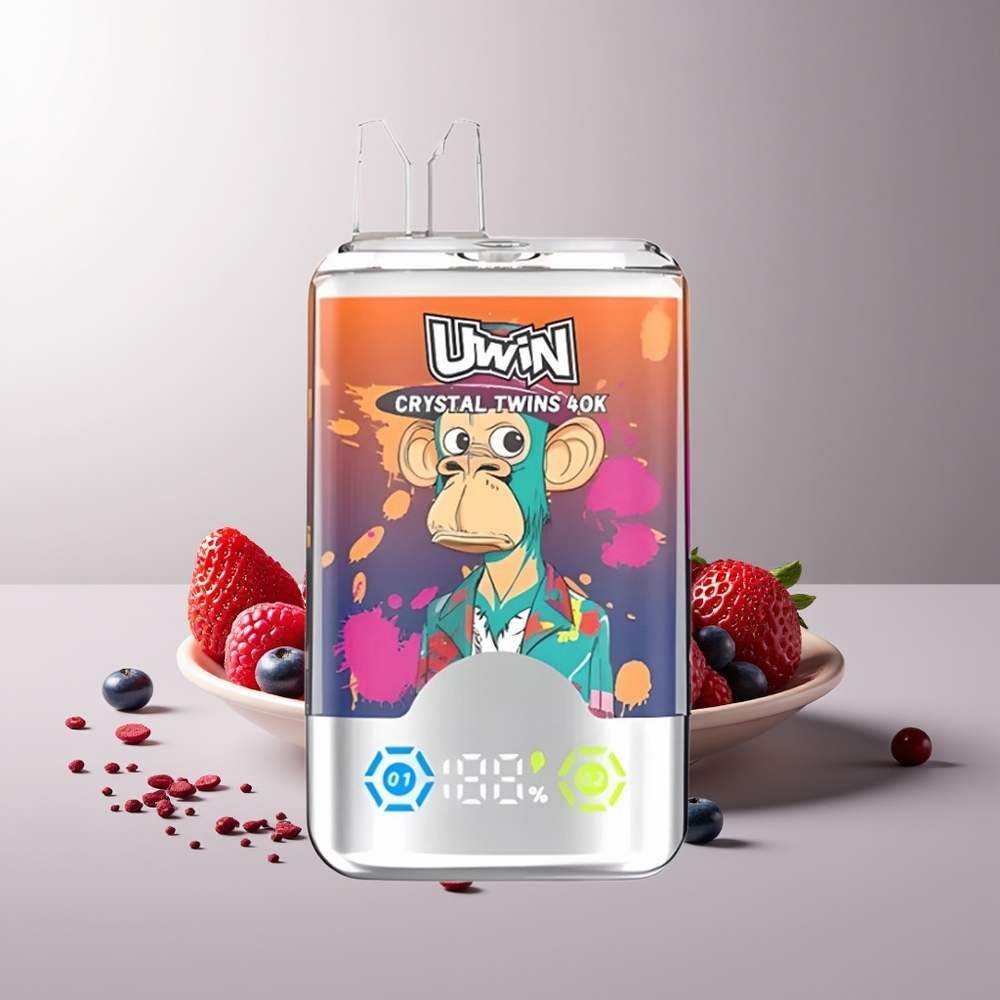 UWIN Crystal Twins 40000 Puffs Braškės Avietės Vyšnios Mėlynasis 2 Skoniai 32ml 850mAh