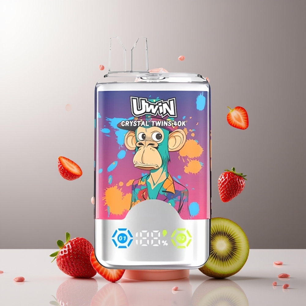 UWIN Crystal Twins 40000 Puffs Braškės Kiwi Vynuogių Ledas 0,6 Ohm 32ml Type-C