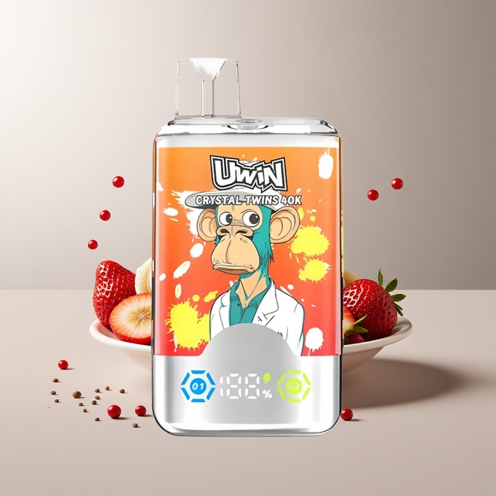 UWIN Crystal Twins 40000 Puffs Braškių-Bananų Meilė 66 0,6 Ohm 32ml