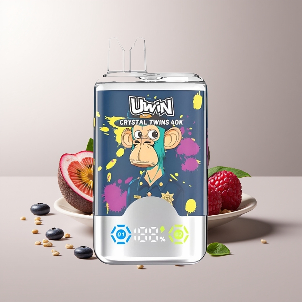 UWIN Crystal Twins 40000 Puffs Kiwi Passion Fruit Guava Mėlynė Avietė 0.6 Ohm 32ml Type-C