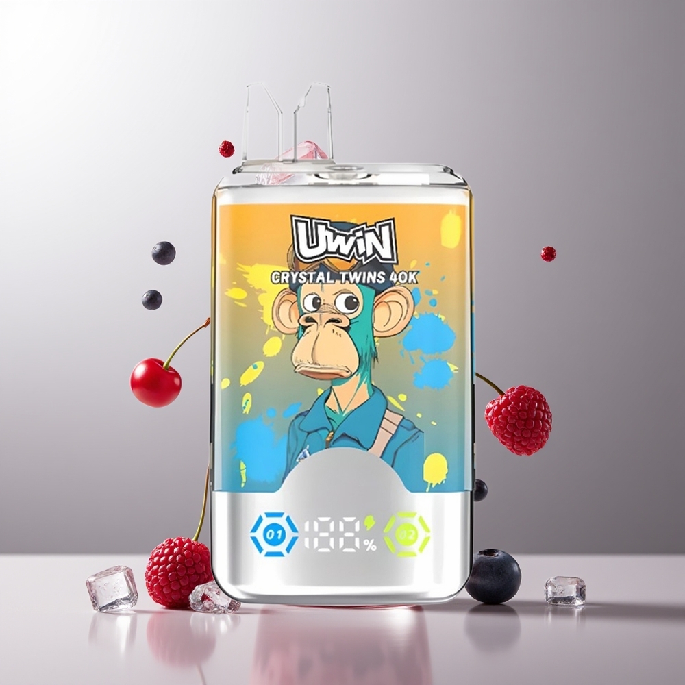 UWIN Crystal Twins 40000 Puffs Mėlynųjų Serbentų Aviečių Vyšnių Ledas 0,6 Ohm 850mAh Type-C