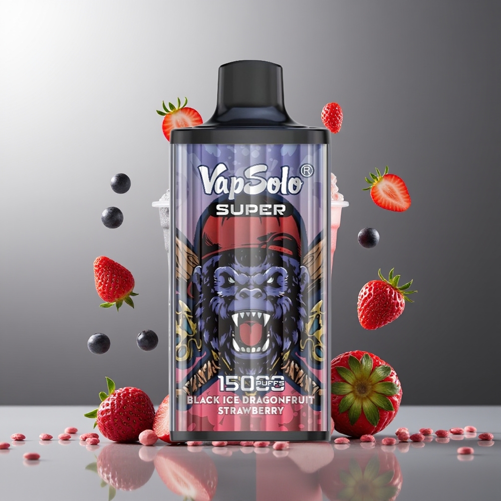 Vapsolo Super 15000 Pūkų Juoda Ledu Drakono Vaisius Braškė 40ml 850mAh Type-C