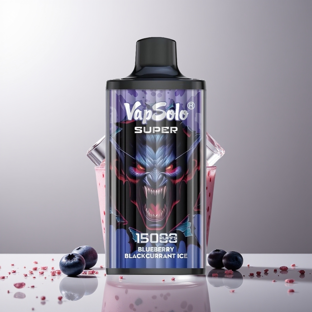 Vapsolo Super 15000 Pūkų Mėlynųjų Serbentų ir Aviečių Ledas 40ml 850mAh Type-C