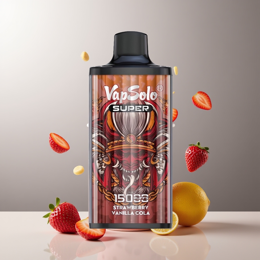 Vapsolo Super 15000 Pūkštelėjimų Braškių Vanilės Kolos 40ml 850mAh Type-C