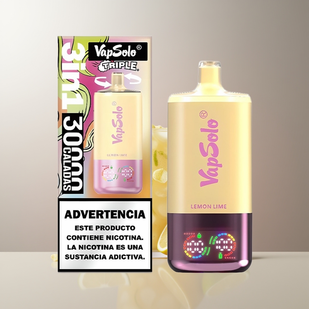Vapsolo Triple 30000 Pūkų Vienkartinės Elektroninės Cigaretės Citrina Žaluma 40ml 3 Type-C