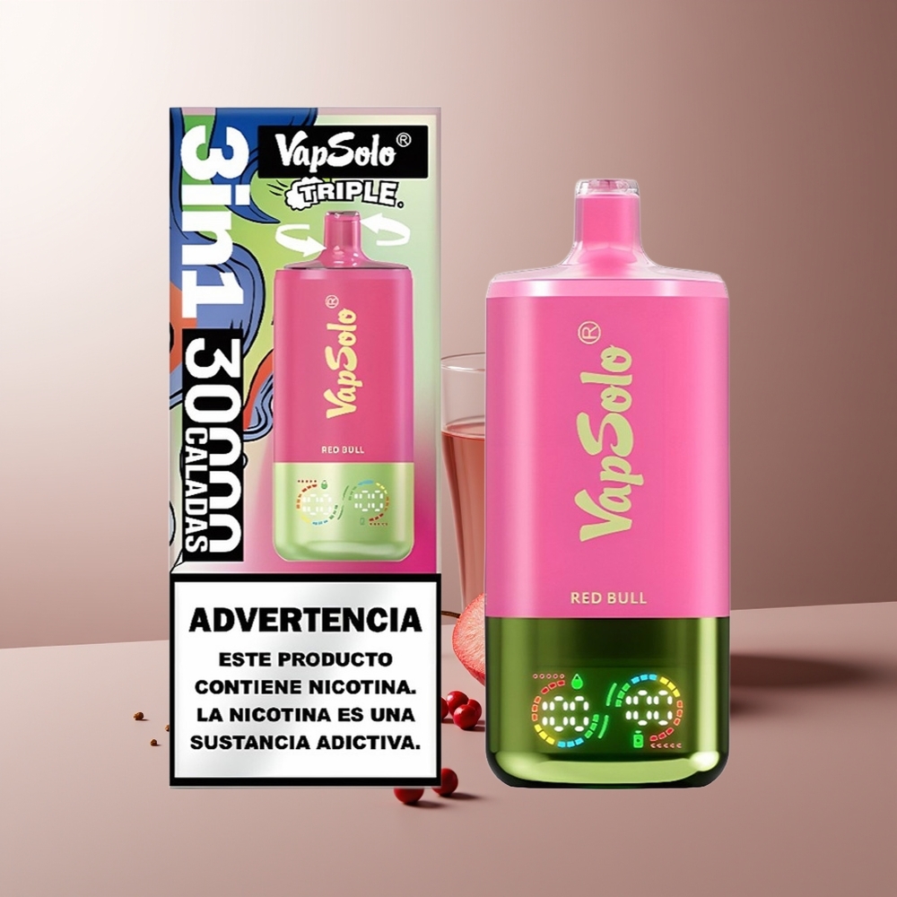 Vapsolo Triple 30000 Pūkų Vienkartinės Elektroninės Cigaretės Raudonasis Jautis 40ml 3 Type-C