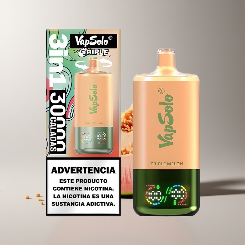 Vapsolo Triple 30000 Pūsų Vienkartinės Elektroninės Cigaretės Trigubasis Melionas 40ml Type-C