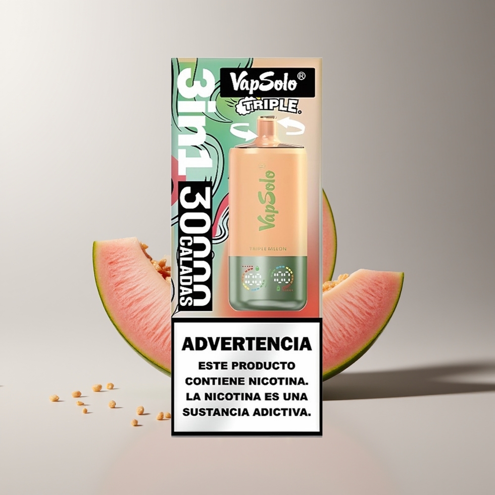 Vapsolo Triple 30000 Pūsų Vienkartinės Elektroninės Cigaretės Trigubasis Melionas 40ml Type-C