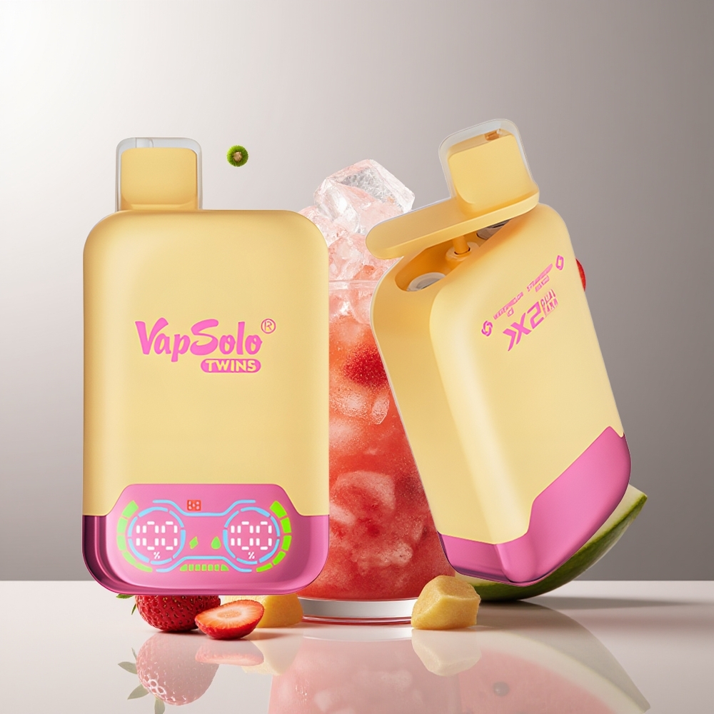 Vapsolo Twins 20000 Pūkų Arbūsu Ledas & Braškių Mango 40ml 2 Bakai Type-C