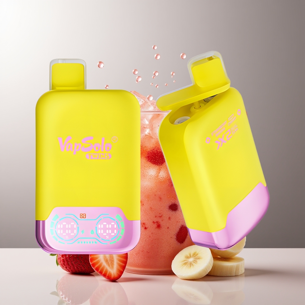 Vapsolo Twins 20000 Pūkų Dviejų Bakų Braškės Bananas & Gazuotos Vyšnios Type-C