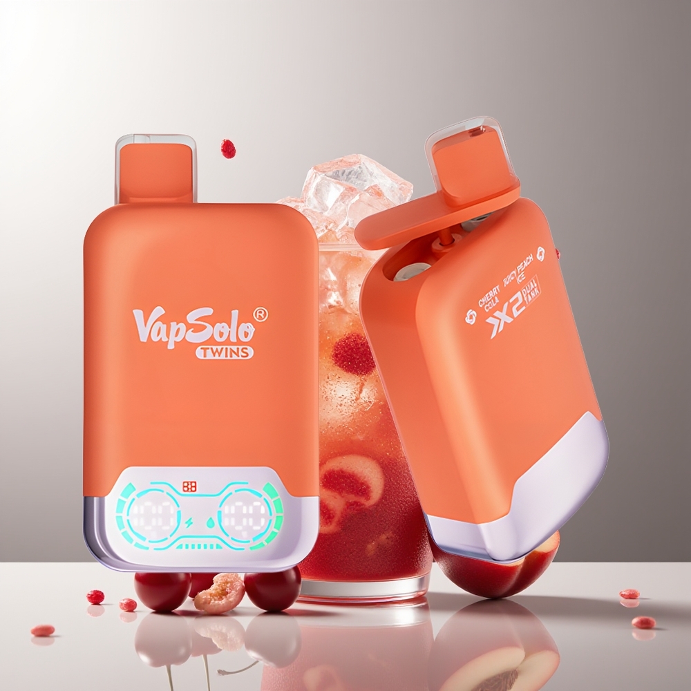 Vapsolo Twins 20000 Puffs Dviguba 40ml Vyšnių Kola & Sultingo Persiko Ledas