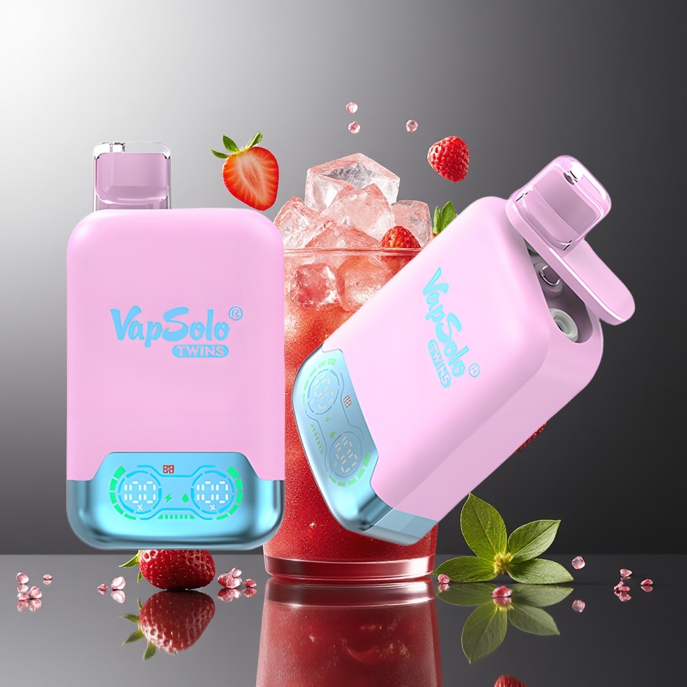 Vapsolo Twins 20000 Puffs Juodasis Ledas Draugų Vaisius Braškė & Avietė Vandmelonas Type-C 2 Alyvos Bakas 40 ml